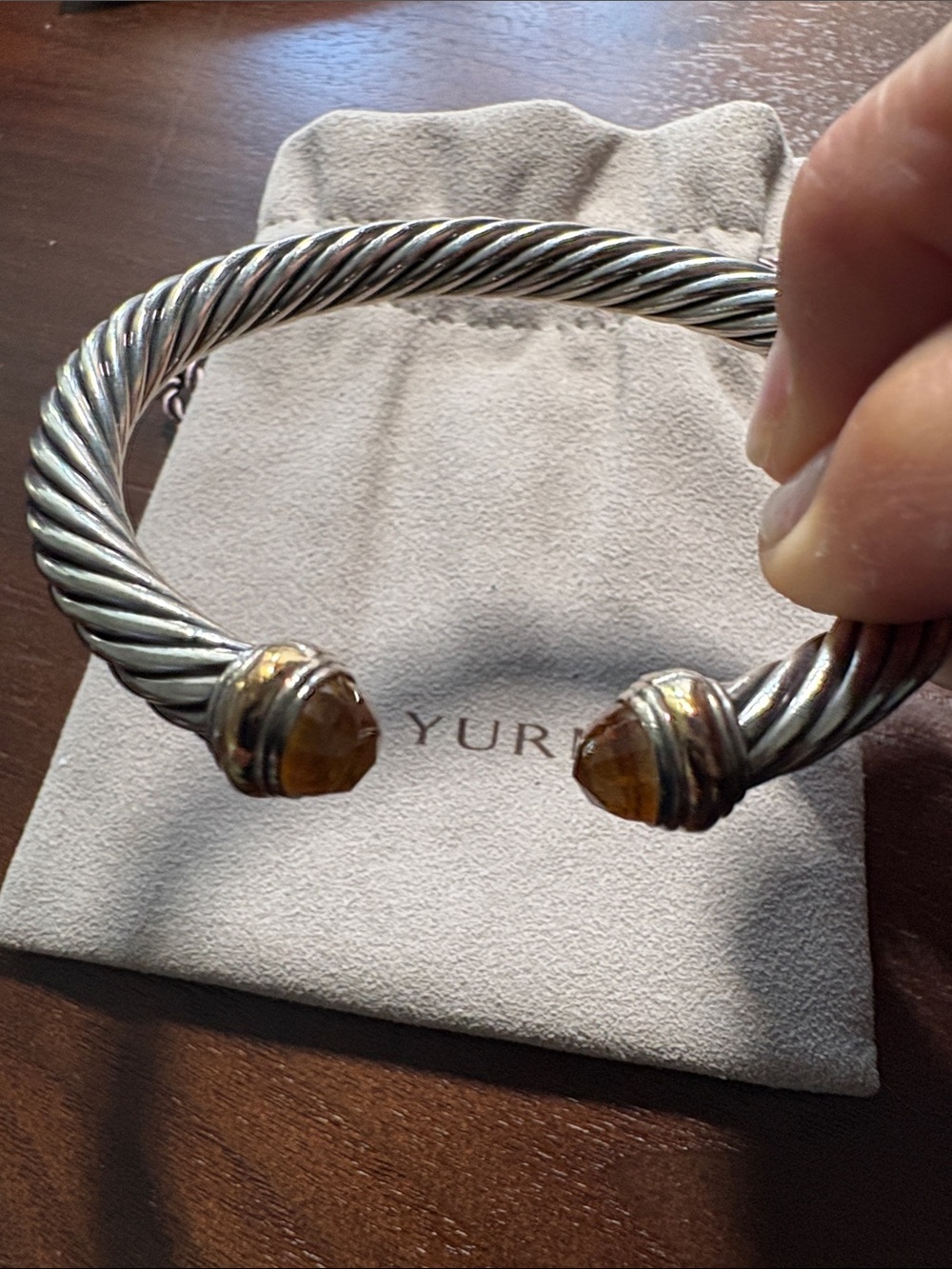 David Yurman Sterling Cable Cuff Citrine Terminal Silver Yellow reasonable offer - Picture 2 of 14